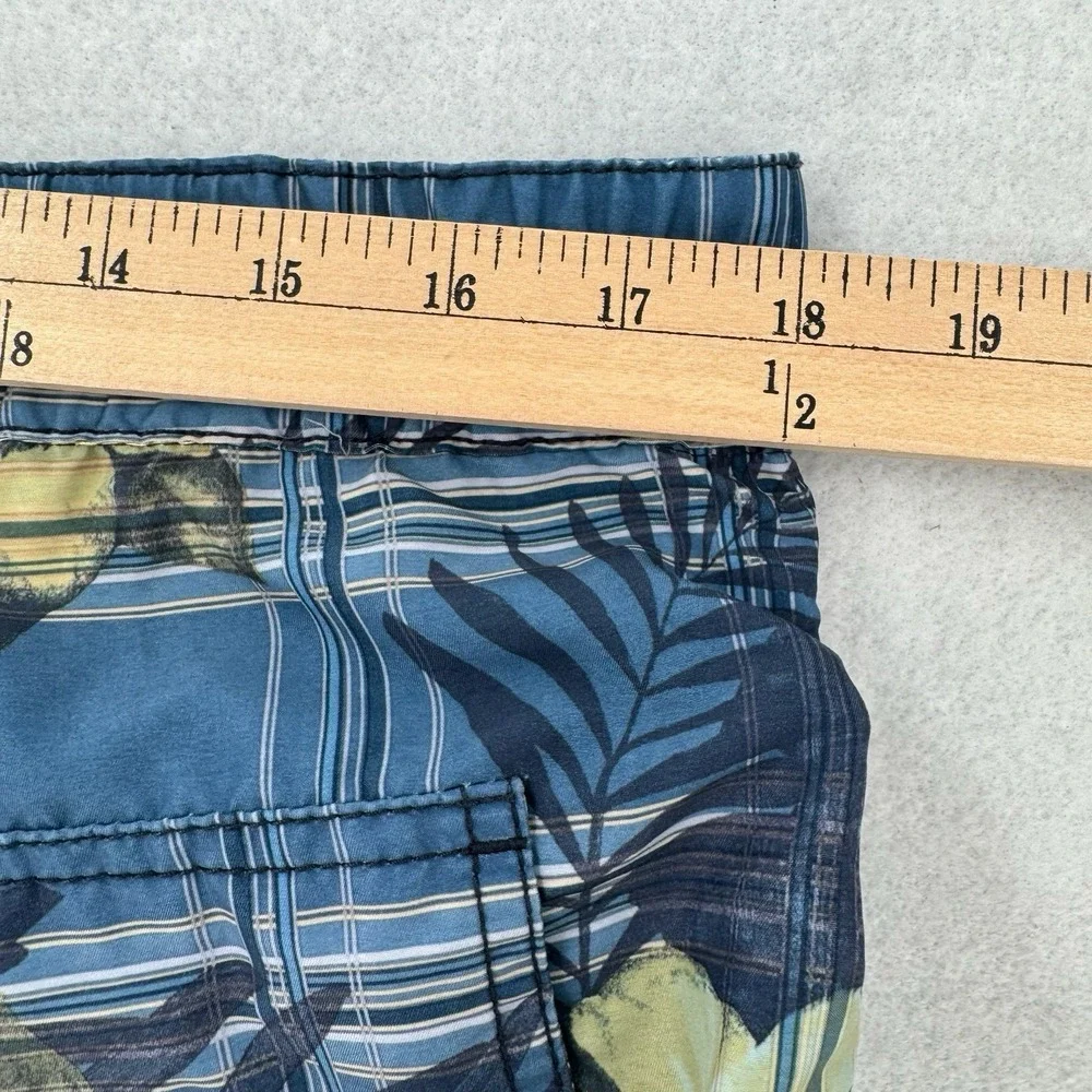 Tommy Bahama Relax Swim Trunks Mens Medium Blue Plaid‎ Floral Shorts Mesh Lined